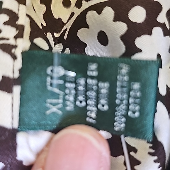 RALPH LAUREN, NWT brown tropical print women's button-down blouse. Size XL - Picture 7 of 12